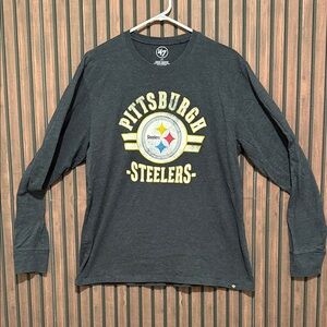 47 Brand Pittsburgh Steelers Long Sleeve Tee | Distressed Logo | Size Large